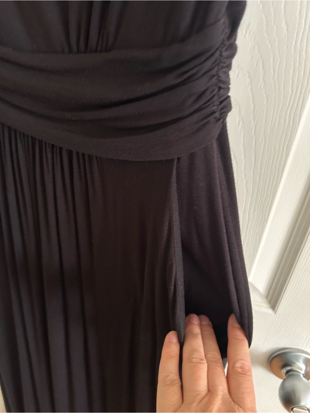 Boden Black Gathered-Waist Midi Dress Sz 6 - Picture 4 of 6